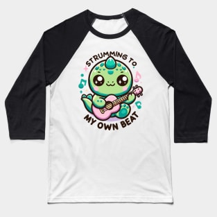 "Strumming to My Own Beat" T-Rex Guitarist Baseball T-Shirt